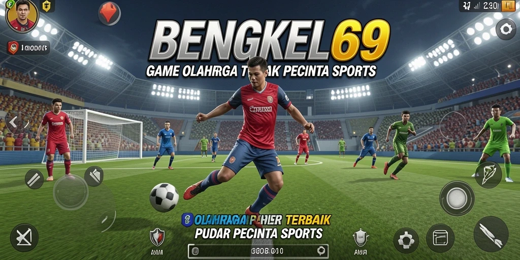 Tampilkan aksi seru dalam gameplay BENGKEL69 sebagai game olahraga.