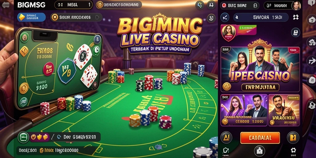 Screenshot gameplay <strong>BIGMSG</strong> menampilkan dealer langsung yang berinteraksi dengan pemain.