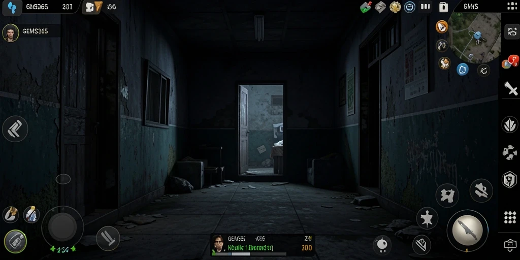 Screenshot GEMS365 menampilkan aksi gameplay yang mencekam dan atmosfer Horror.