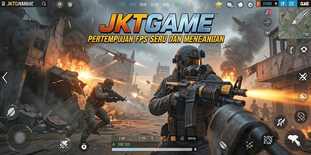 Tangkapan layar menunjukkan aksi pertempuran mendebarkan dalam JKTGAME.