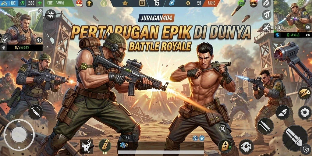 Tangkapan layar menunjukkan aksi mendebarkan dalam permainan Battle Royale.