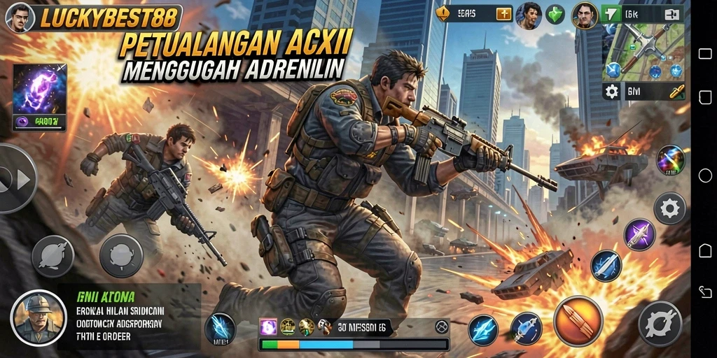 Tampilan gameplay seru dari LUCKYBEST88 dengan aksi menegangkan.