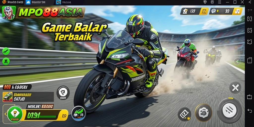 Tampilan seru dari gameplay balap motor MPO88ASIA.