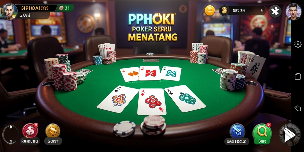 Tampilan gameplay PPHOKI dengan pemain sedang bertanding poker.