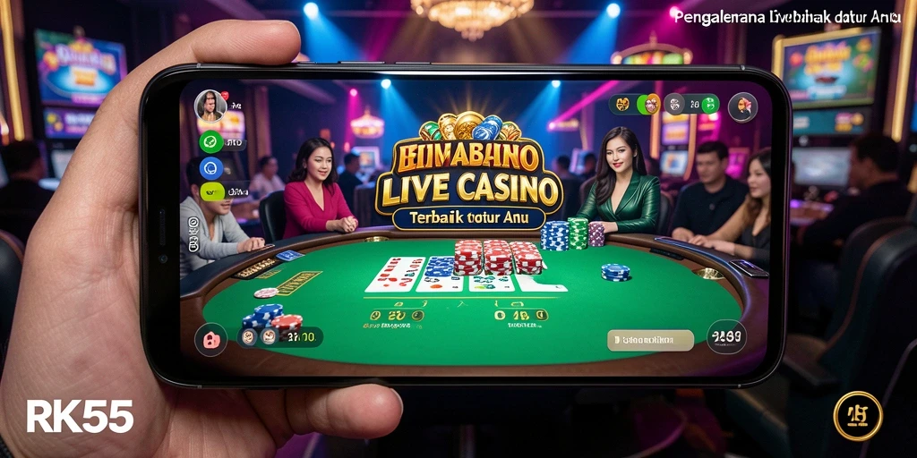 Screenshot RK55 menampilkan pengalaman Live Casino yang menggembirakan.