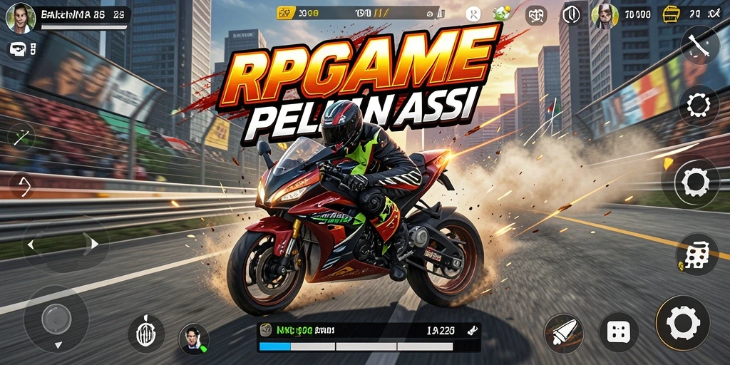 Screenshot gameplay RPGAME menampilkan balapan motor yang seru dan mendebarkan.
