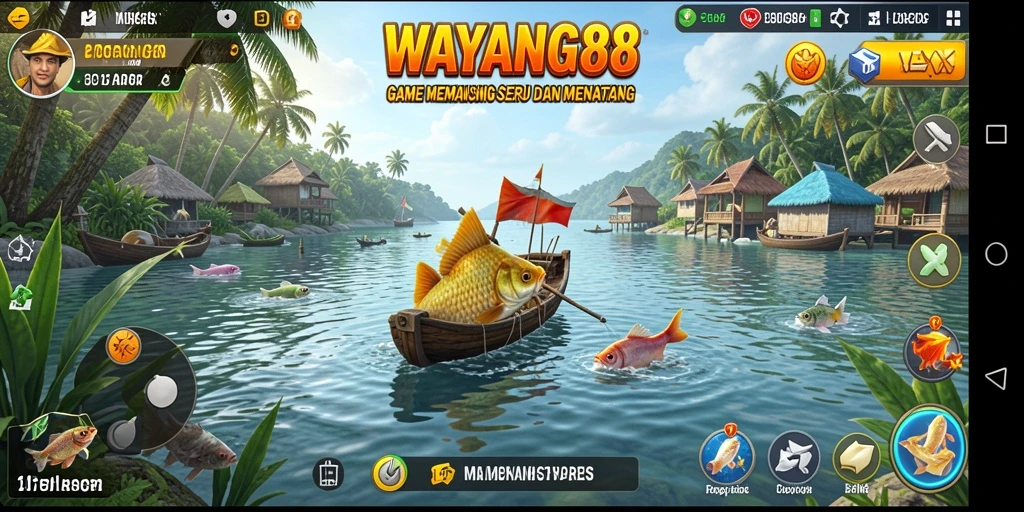Tampilan screenshot yang menunjukkan aksi memancing seru di WAYANG88.