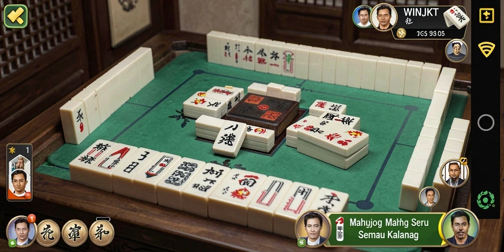 Tampilan gameplay <strong>WINJKT</strong> yang seru dengan ubin Mahjong.
